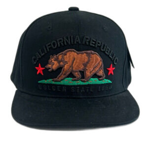 Wynn Headwear Cap Hat Unisex Snapback Black Cali 1850 California Republic